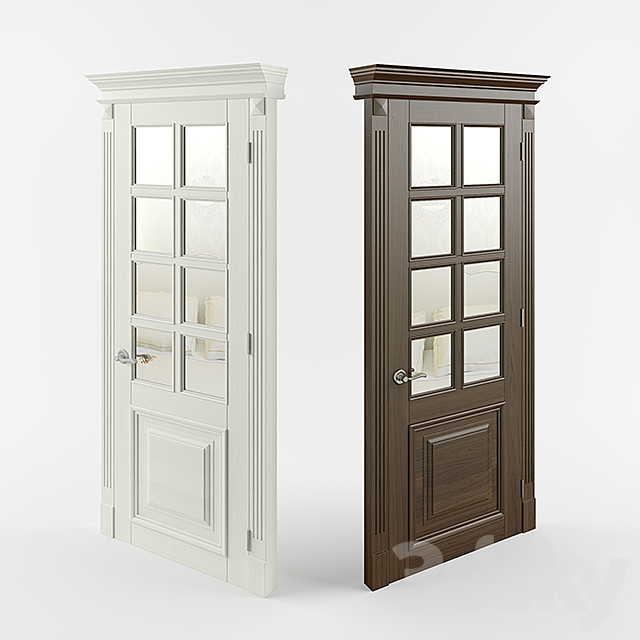 Wooden door with mirror. 3DSMax File - thumbnail 1