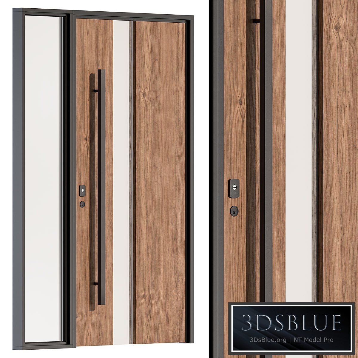 Wooden Front Door – Set 61 3DS Max - thumbnail 3