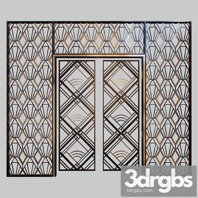 Wrought Iron Grille At The Front Door 3dsmax Download - thumbnail 1