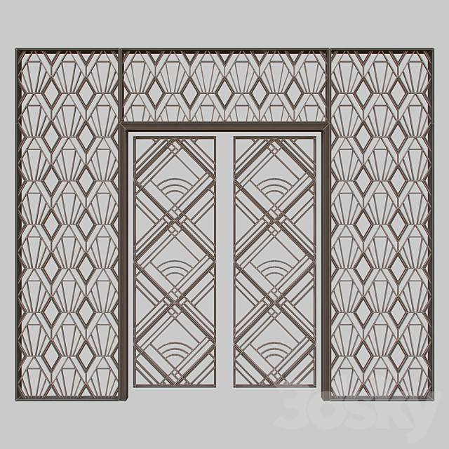 Wrought iron grille at the front door 3DSMax File - thumbnail 2