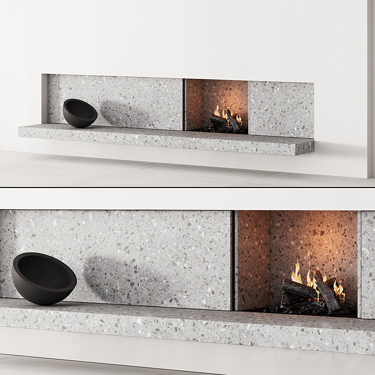 158 fireplace decorative wall kit 04 minimal terrazzo chimney 00 3DS Max Model - thumbnail 1