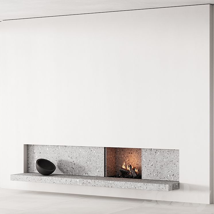 158 fireplace decorative wall kit 04 minimal terrazzo chimney 00 3DS Max - thumbnail 2