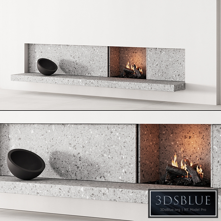 158 fireplace decorative wall kit 04 minimal terrazzo chimney 00 3DS Max - thumbnail 3