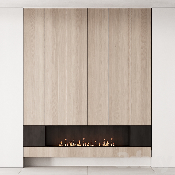 160 fireplace decorative wall kit 06 minimal wood metal 00 3DS Max Model - thumbnail 2