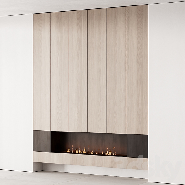 160 fireplace decorative wall kit 06 minimal wood metal 00 3DSMax File - thumbnail 1