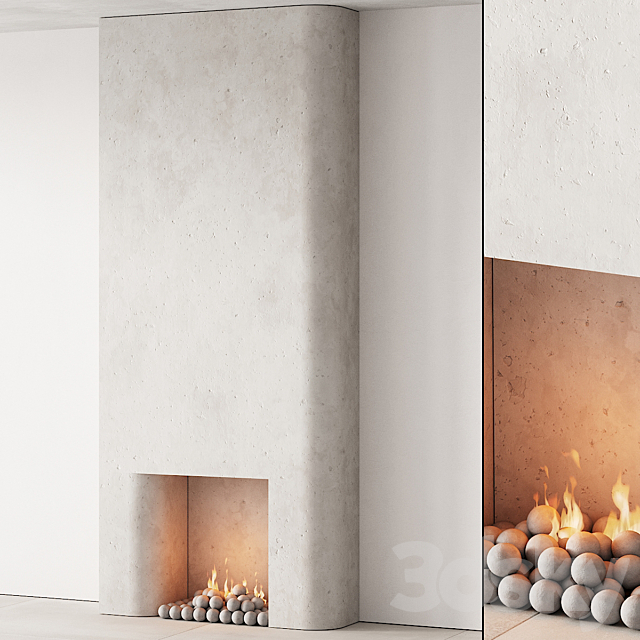 292 fireplace area decorative wall 10 tall chimney travertine stone 00 3DS Max Model - thumbnail 2