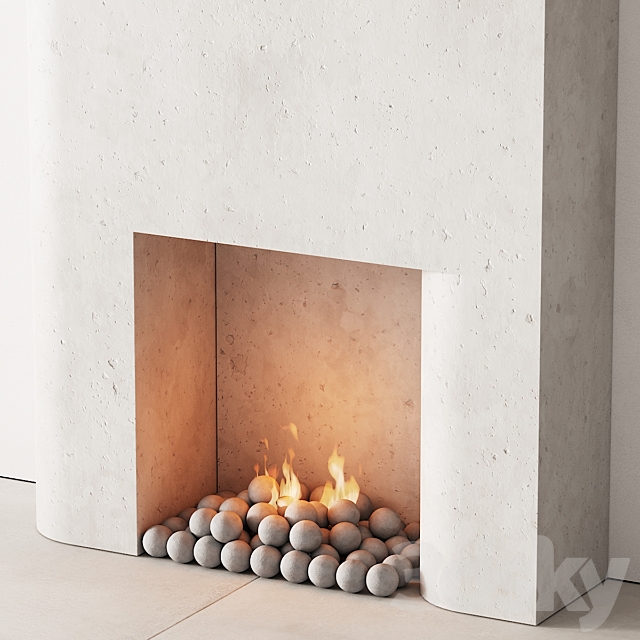 292 fireplace area decorative wall 10 tall chimney travertine stone 00 3DS Max Model - thumbnail 4