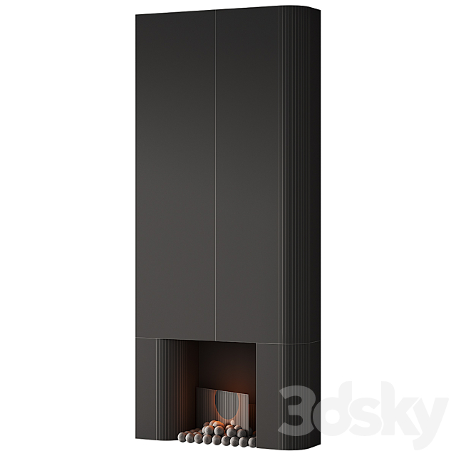 292 fireplace area decorative wall 10 tall chimney travertine stone 00 3DS Max Model - thumbnail 7