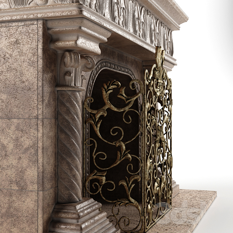 Acanthus Fireplace and Screen 3DS Max - thumbnail 2