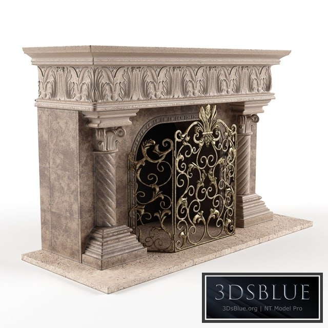 Acanthus Fireplace and Screen 3DS Max - thumbnail 3