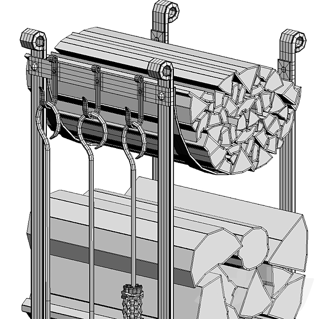 ACCESSORIES ENCLUME HEARTH LOG RACK 3DS Max Model - thumbnail 3