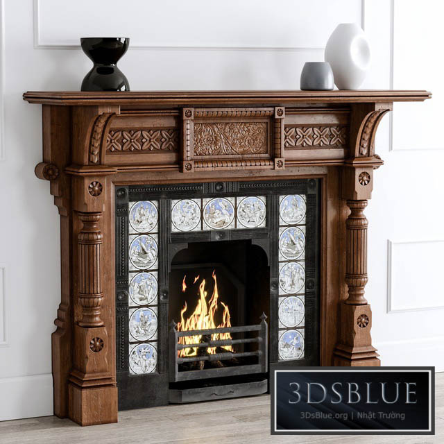 Antique Oak Fireplace 3DS Max - thumbnail 3