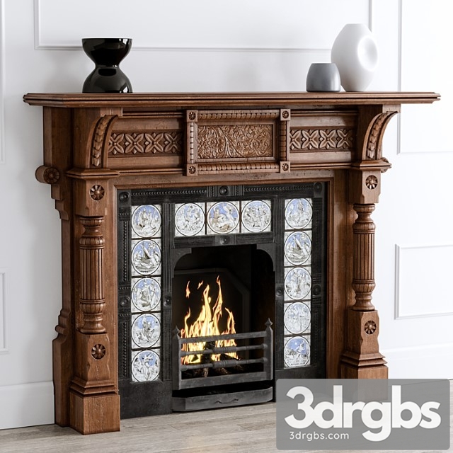 Antique oak fireplace 3dsmax Download - thumbnail 1