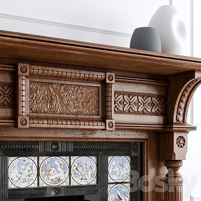 Antique Oak Fireplace 3DSMax File - thumbnail 2