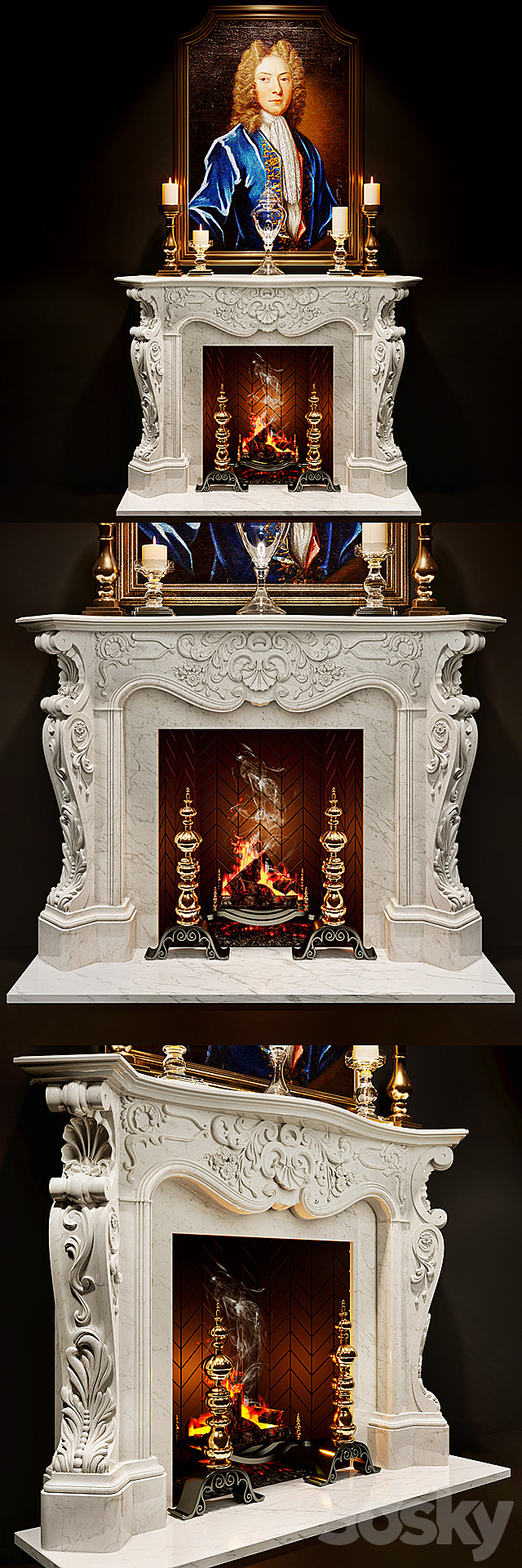 Antique Rococo Fireplaces – Louis XV 3DS Max Model - thumbnail 2