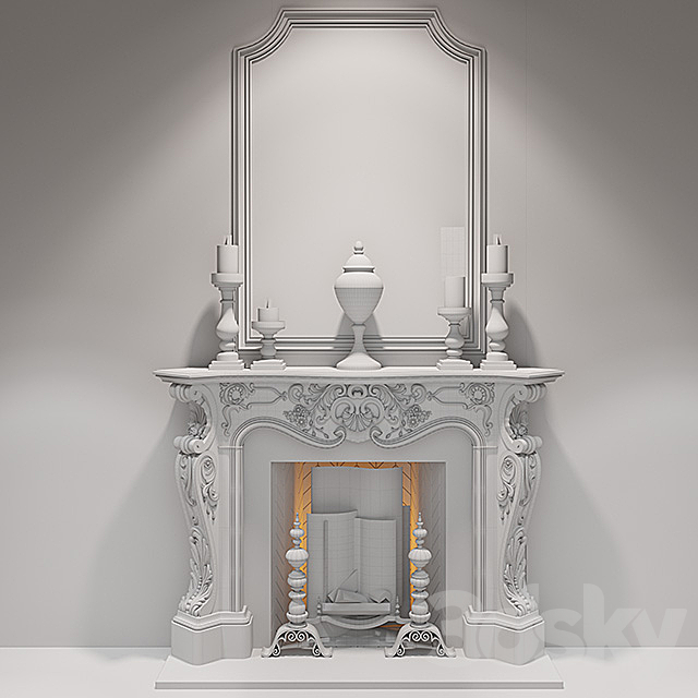 Antique Rococo Fireplaces – Louis XV 3DS Max Model - thumbnail 3