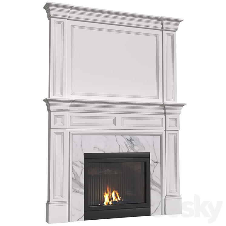 Art Deco style fireplace. Fireplace modern.Сlassic fireplace 3DS Max Model - thumbnail 2