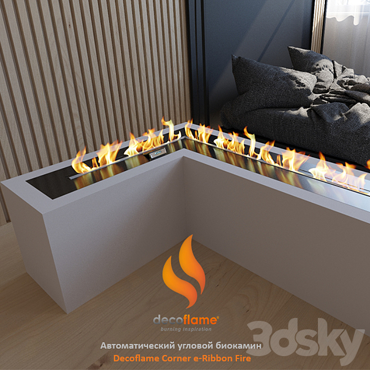 Automatic corner Bio Fireplace Decoflame Corner e-Ribbon Fire 3DS Max - thumbnail 1