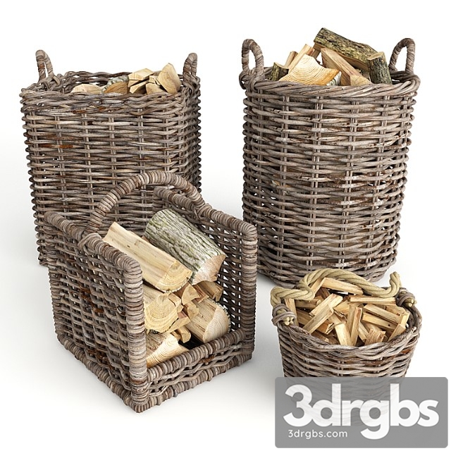 Baskets Rotang Firewood Set 3dsmax Download - thumbnail 1