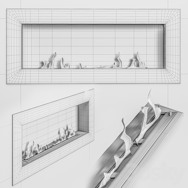 Bio fireplace Zefire 3DS Max - thumbnail 2