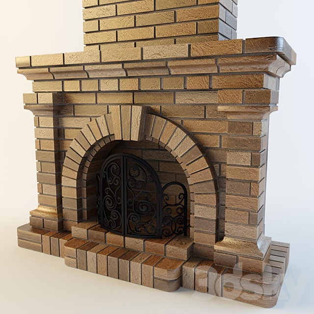 brick fireplace 3ds Max - thumbnail 1