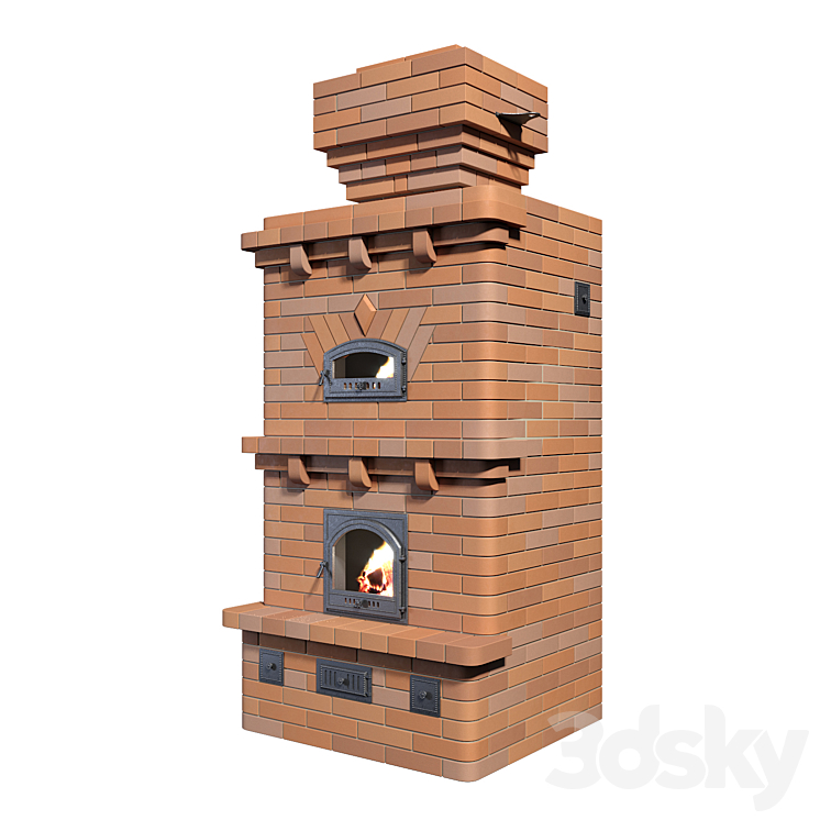 Brick stove 3DS Max - thumbnail 2