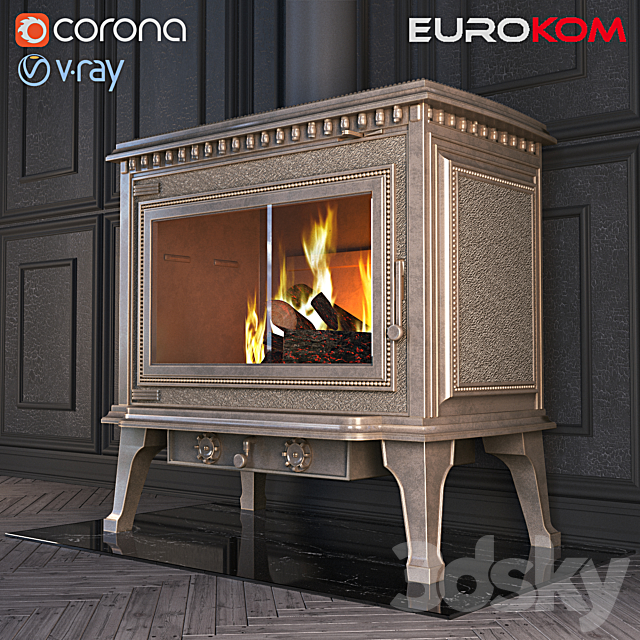 Cast Iron Stove eurokom richard 3ds Max - thumbnail 1