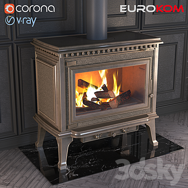 Cast Iron Stove eurokom richard 3ds Max - thumbnail 2