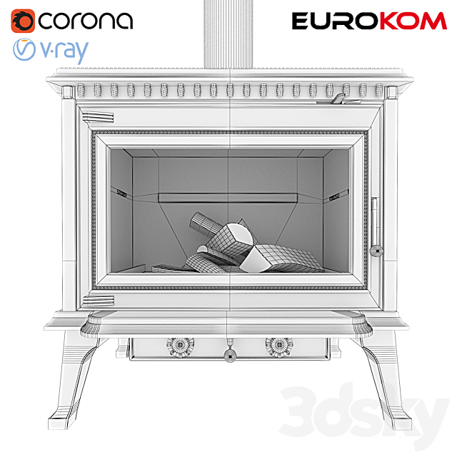 Cast Iron Stove eurokom richard 3ds Max - thumbnail 3