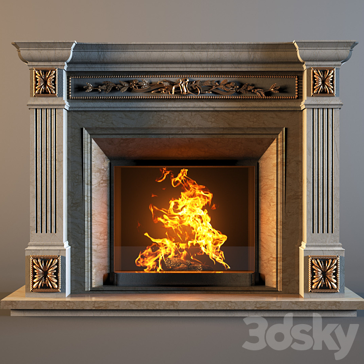 Classic Fireplace 3D 3DS Max - thumbnail 1