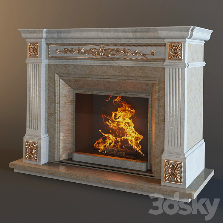 Classic Fireplace 3D 3DS Max - thumbnail 2