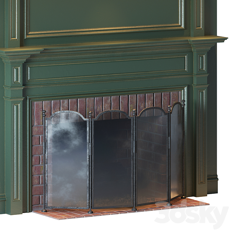 Classic fireplace 3DS Max - thumbnail 2