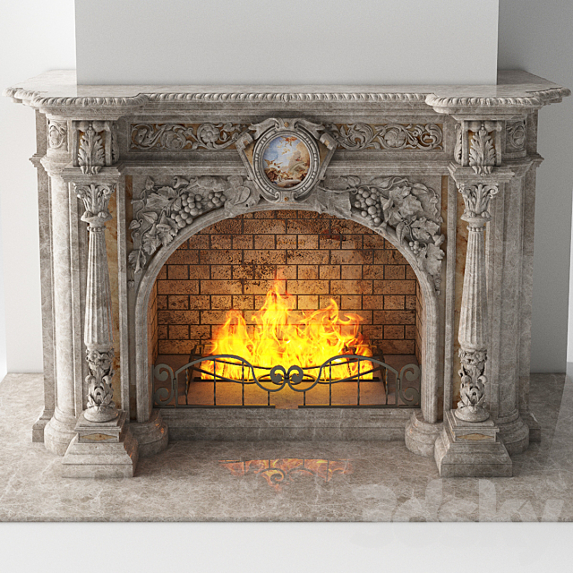 Classic Fireplace 3ds Max - thumbnail 1