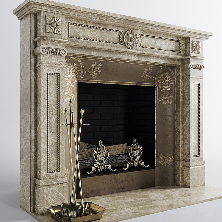 Classic fireplace 3DS Max - thumbnail 2