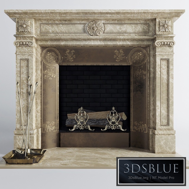 Classic fireplace 3DS Max - thumbnail 3