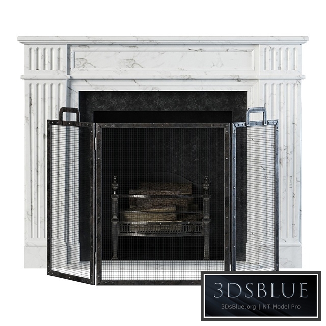 Classic fireplace white marble 3DS Max - thumbnail 3