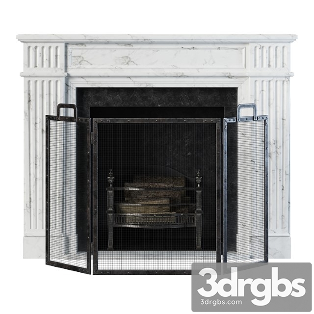 Classic fireplace white marble - thumbnail 1