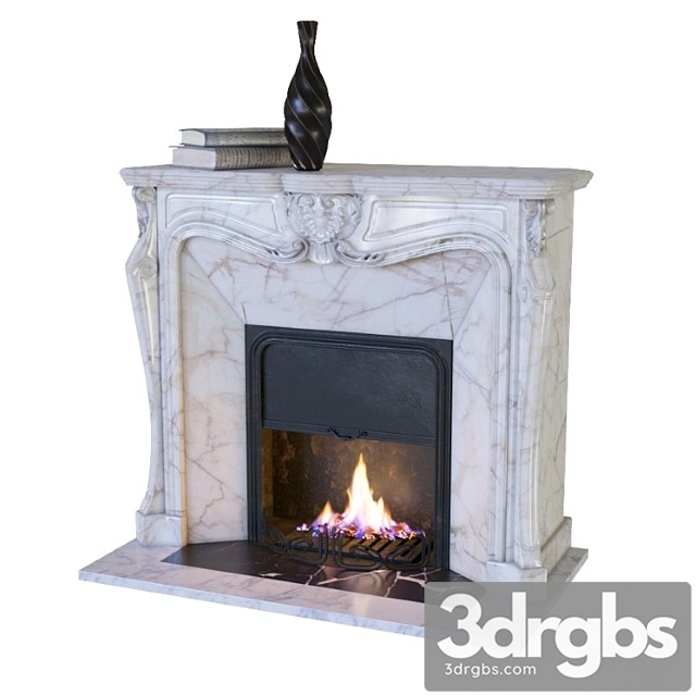 Classic Fireplace with Decor 3dsmax Download - thumbnail 1