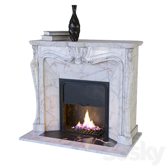 Classic fireplace with decor 3DSMax File - thumbnail 1