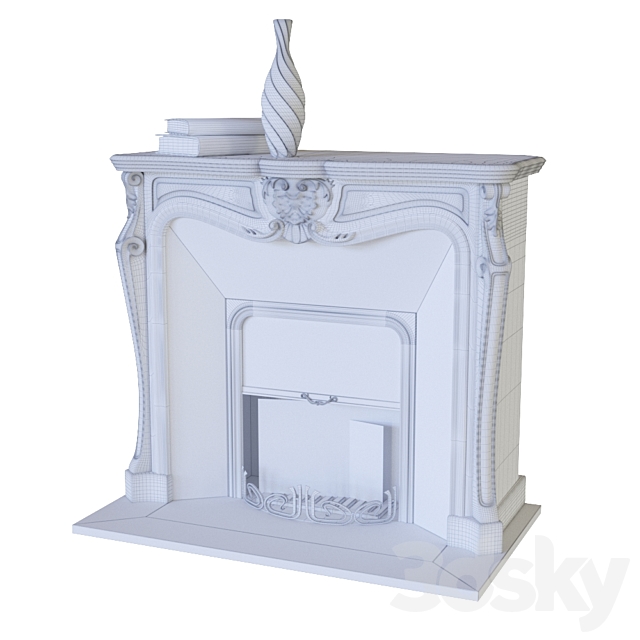 Classic fireplace with decor 3DSMax File - thumbnail 3