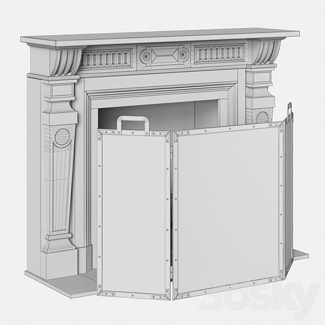 Classic stone fireplace 3DS Max Model - thumbnail 3