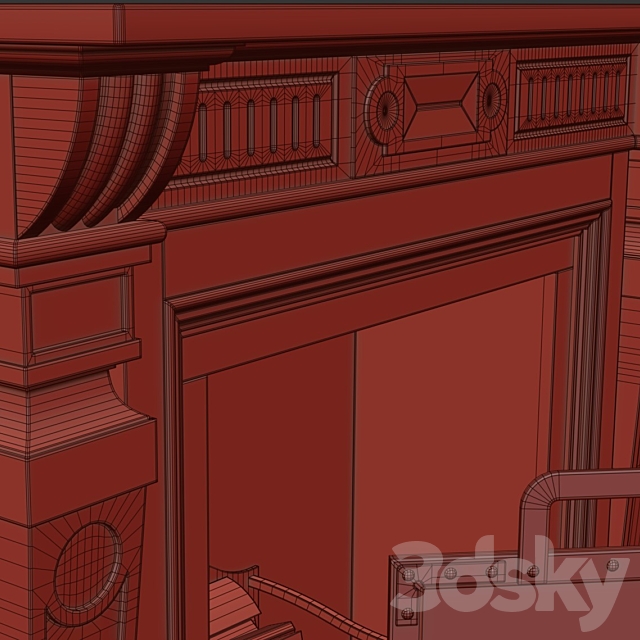 Classic stone fireplace 3DS Max Model - thumbnail 5