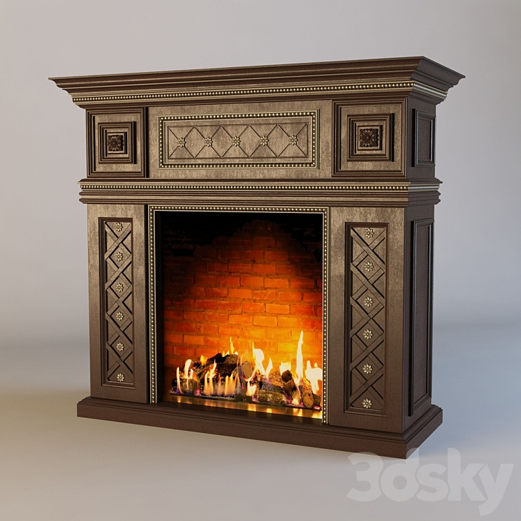 Classic wood for the fireplace portal 3DS Max - thumbnail 1