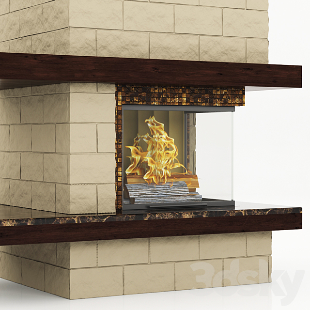 contemporary corner fireplace 3DSMax File - thumbnail 2