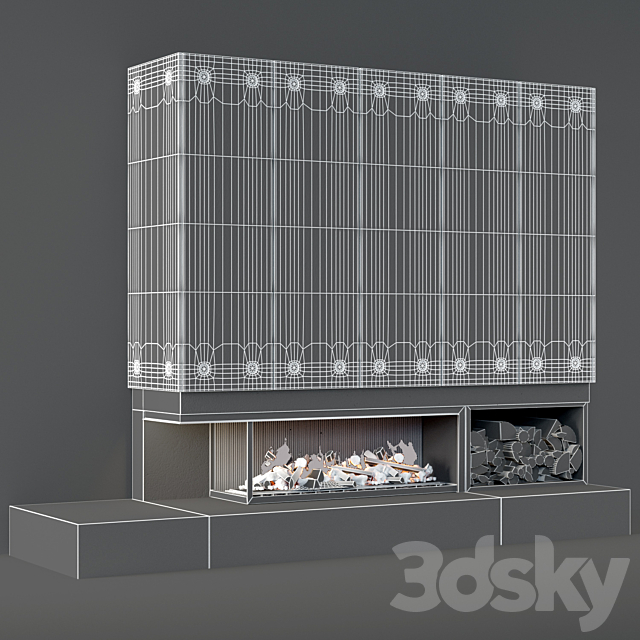 Contemporary fireplace 21 3DS Max Model - thumbnail 3