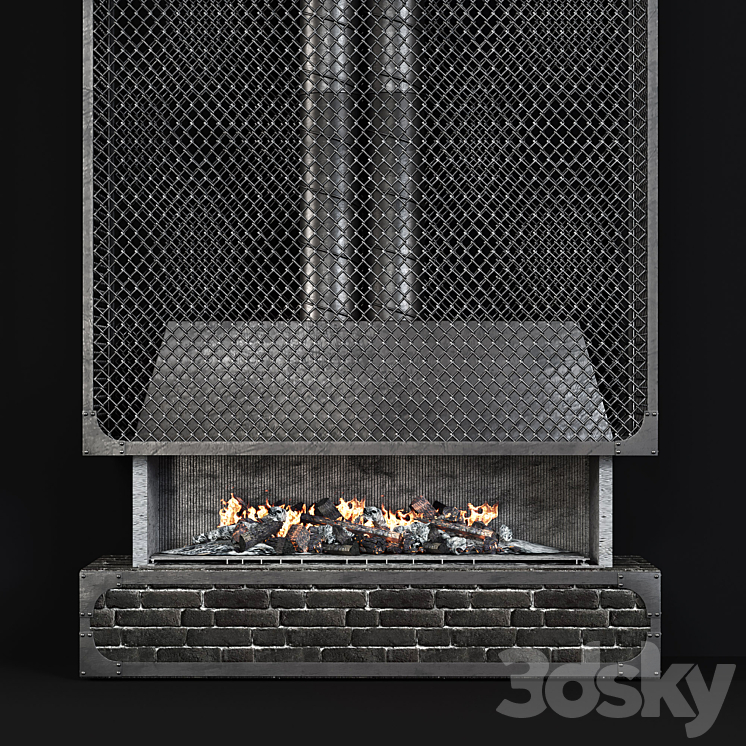 Contemporary fireplace 35 3DS Max - thumbnail 2