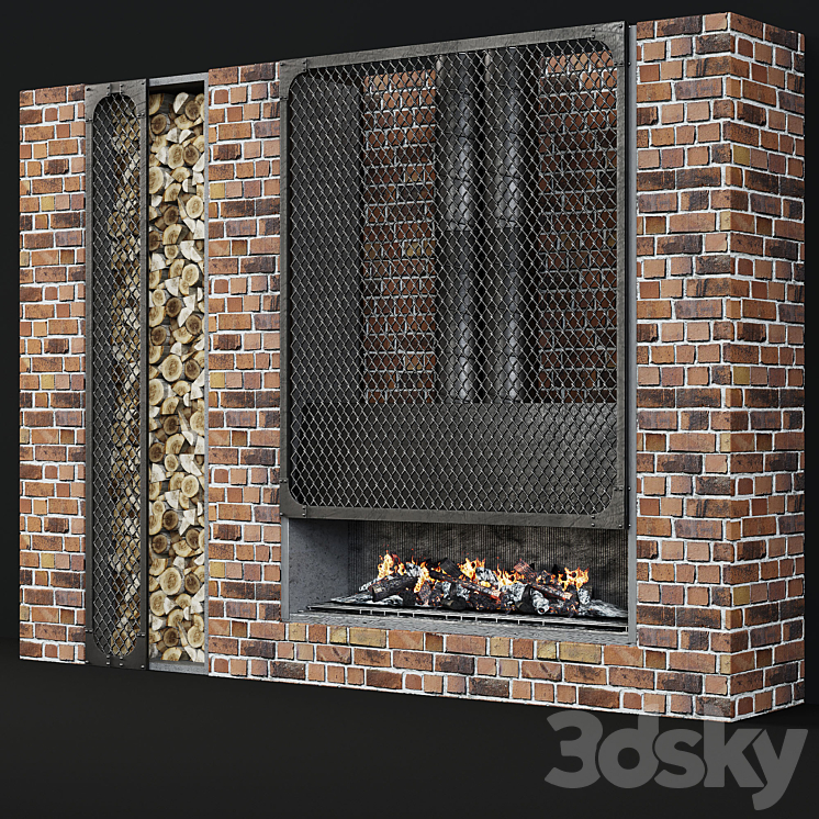 Contemporary fireplace 36 3DS Max - thumbnail 2
