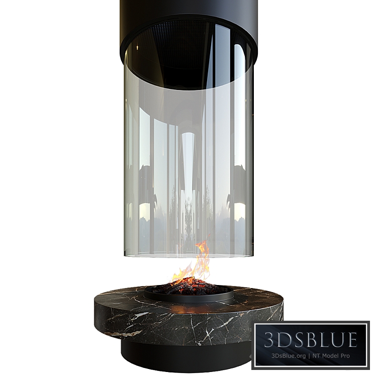 Contemporary fireplace (round) 3DS Max - thumbnail 3