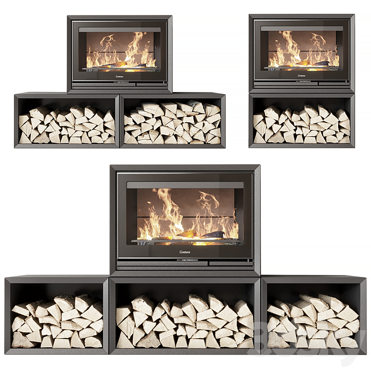 Contura fireplace 3DS Max Model - thumbnail 1