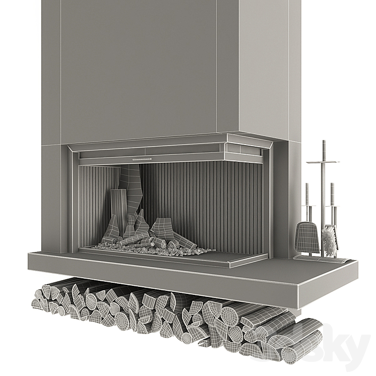 Corner fireplace 3DS Max - thumbnail 2